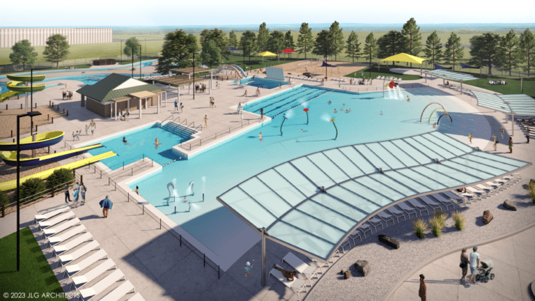 a birds-eye view rendering of Splash Valley pool
