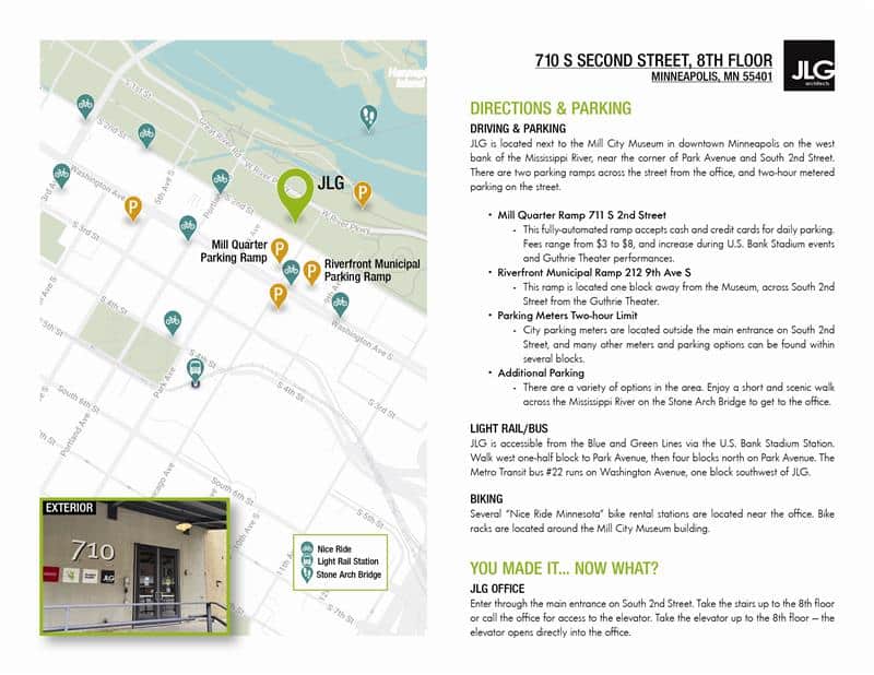 JLG Office Visitor Guide Minneapolis, map guide