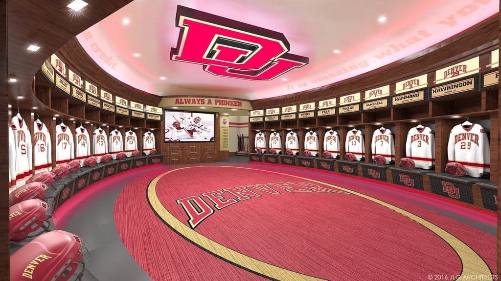 Denver University hockey locker room