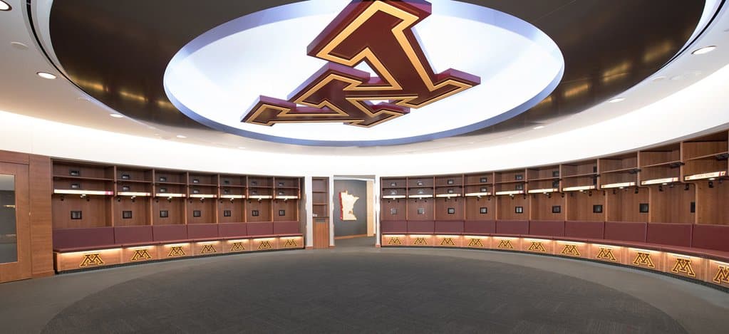 Minnesota Gophers hockey locker room